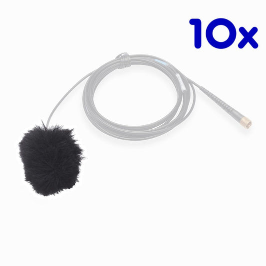 K-Tek ALFB10 | AIRO Lav Fuzzy Windscreen, Black, Pack of 10