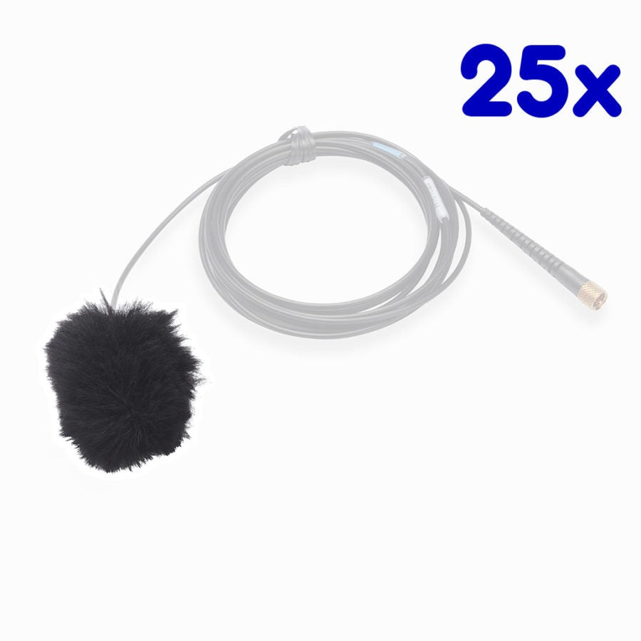 K-Tek ALFB25 | AIRO Lav Fuzzy Windscreen, Black, Pack of 25