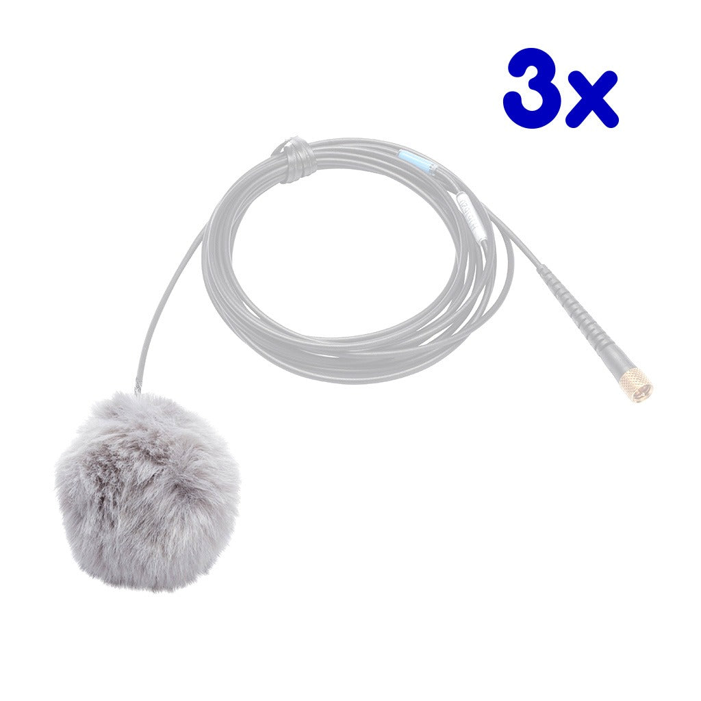 K-Tek ALFG3 | AIRO Lav Fuzzy Windscreen, Gray, Pack of 3