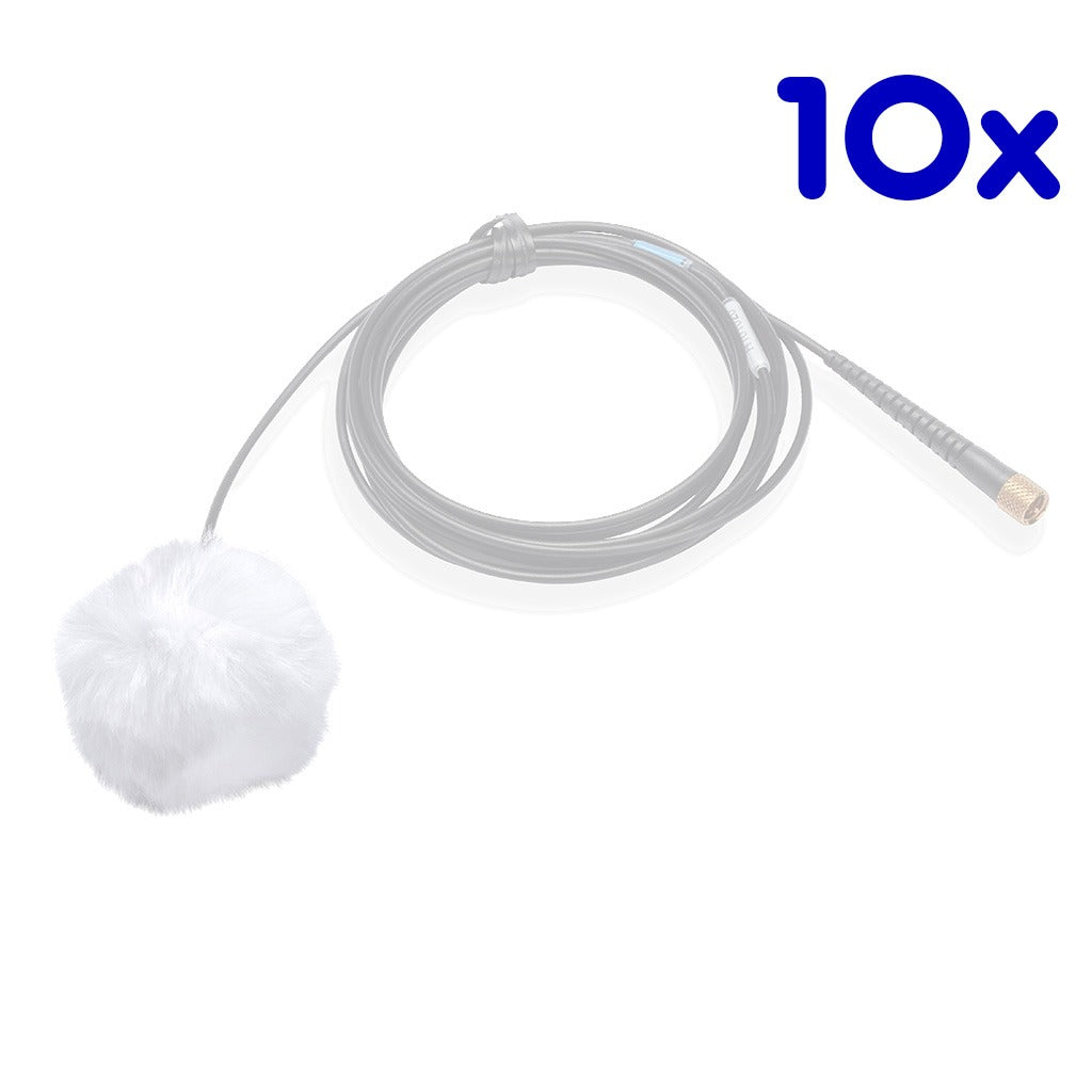K-Tek ALFW10 | AIRO Lav Fuzzy Windscreen, White, Pack of 10