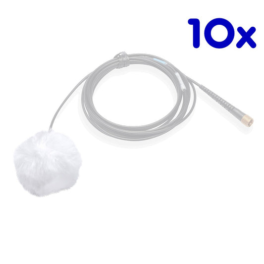 K-Tek ALFW10 | AIRO Lav Fuzzy Windscreen, White, Pack of 10