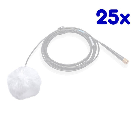 K-Tek ALFW25 | AIRO Lav Fuzzy Windscreen, White, Pack of 25