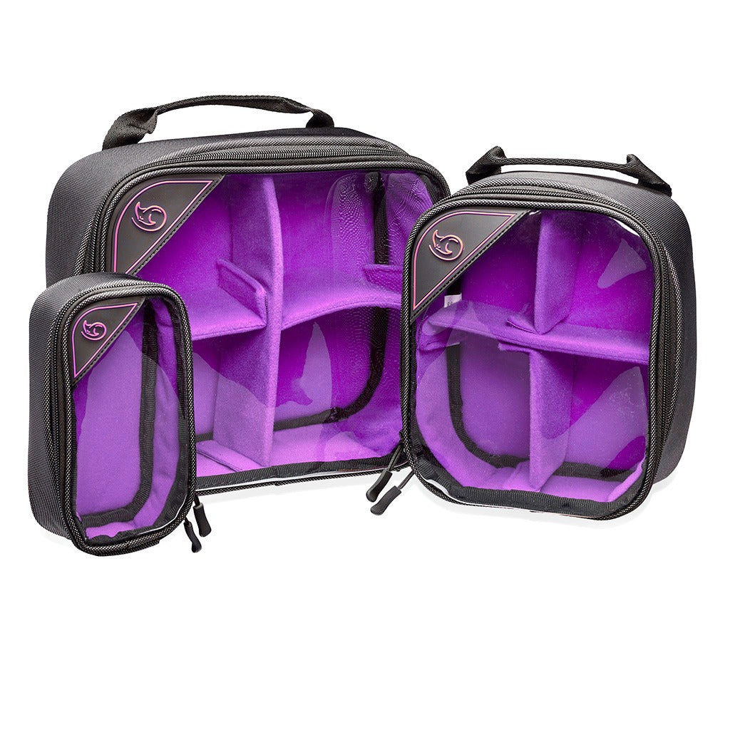 K-Tek KGBSETXP | Stingray by K-Tek Gizmo-X Bag, Set of L,M,S, Purple interior