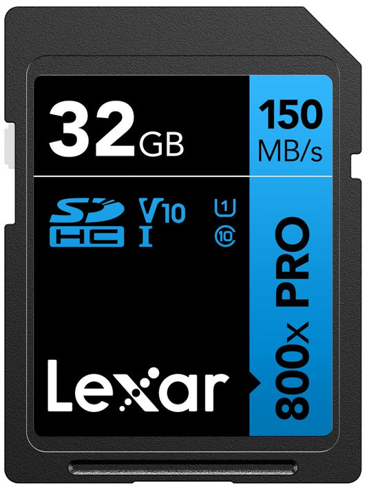 Lexar SDHC 800x Pro UHS-I cards, C10 (V10) U1, R150, 32GB