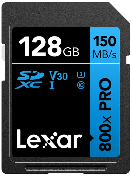 Lexar SDXC 800x Pro UHS-I cards, C10 (V30) U3, R150/W45, 128GB