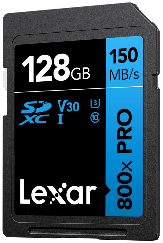 Lexar SDXC 800x Pro UHS-I cards, C10 (V30) U3, R150/W45, 128GB