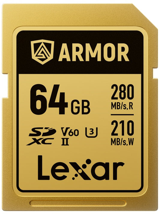 Lexar SDXC ARMOR Gold UHS-II U3, Stainless Steel, IP68 R280/W210 (V60) 64GB