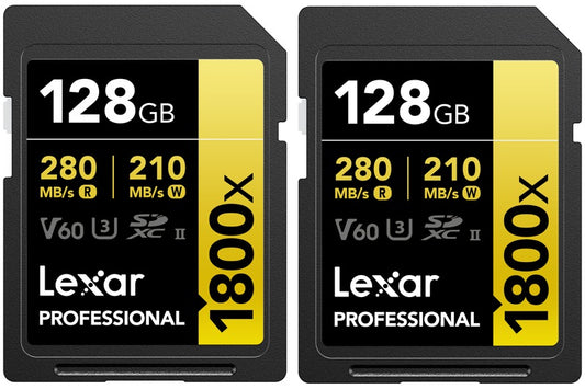Lexar SDXC Pro 1800x U3 UHS-II R280/W210 (V60) 128GB - 2pack