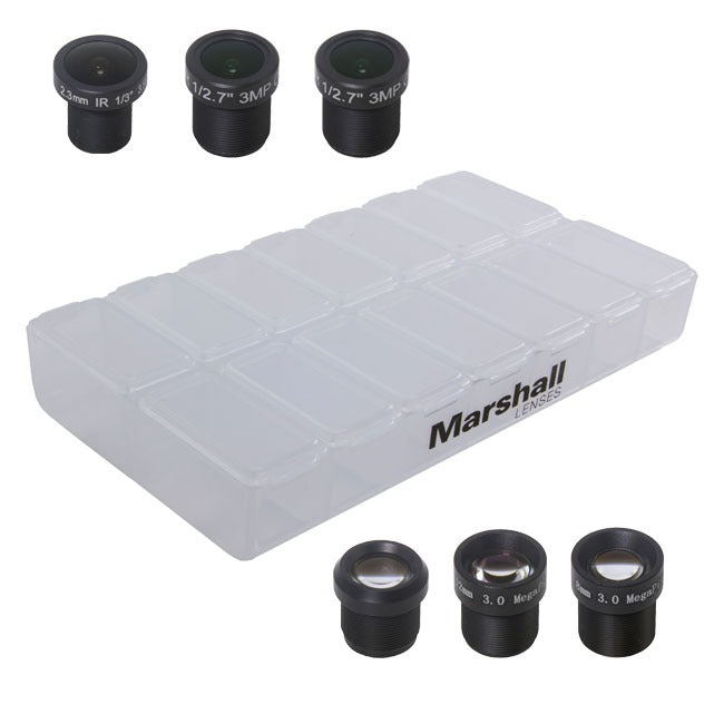 Marshall CV-LENS-PACK - 2.3mm, 2.8mm, 6mm, 8mm, 12mm & 16mm M12 Lens Pack with Multi Lens Case