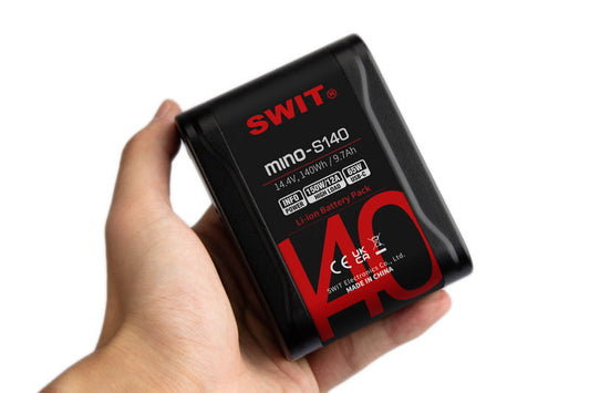 SWIT Mino-S140 | USB-C, tiny size with 140Wh pocket mini battery, USB-A/USB-C/D-tap, V-Mount, also ideal for long term use or high power draw lights