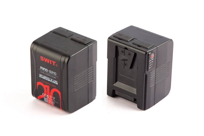 SWIT Mino-S210 | USB-C, tiny size with 210Wh pocket mini battery, USB-A/USB-C/D-tap, V-Mount, also ideal for long term use or high power draw lights