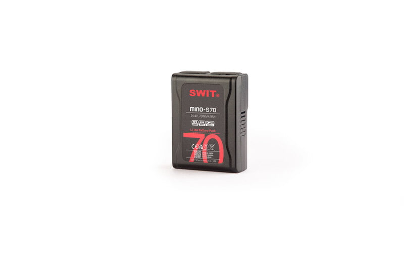 SWIT Mino-S70 | USB-C, tiny size with 70Wh pocket mini battery, USB-A/USB-C/D-tap, V-Mount, also ideal for long term use or high power draw lights