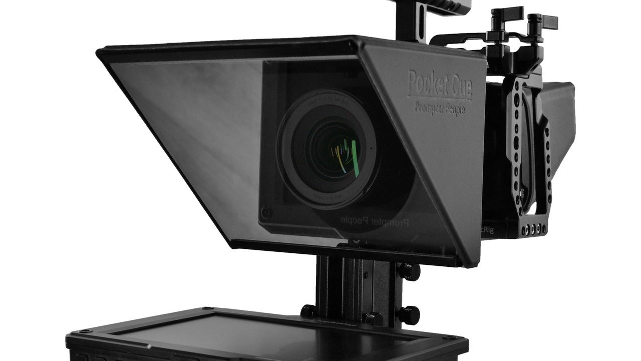 Pocket Cue V3- Compact And Modular Smart Phone Teleprompter With 1800 NIT Battery Capable 4K Monitor