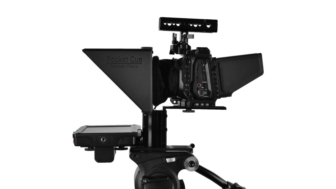 Pocket Cue V3- Compact And Modular Smart Phone Teleprompter With 1800 NIT Battery Capable 4K Monitor