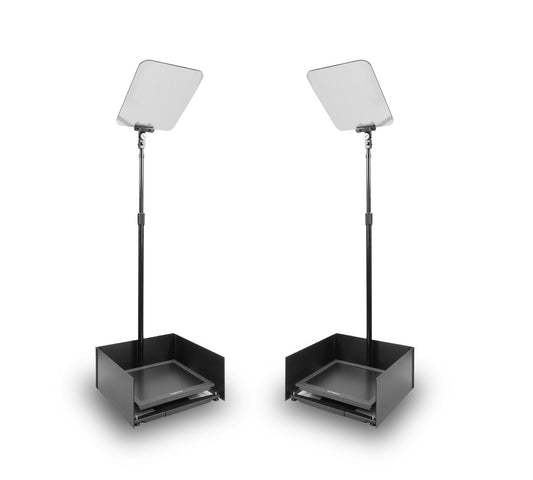 Stagepro Presidential Teleprompter Pair Series With 15" 400 NIT Pro Monitors, Metal Poles, Optical Quality 65/35 Beamsplitter Glass And Telescroll Software