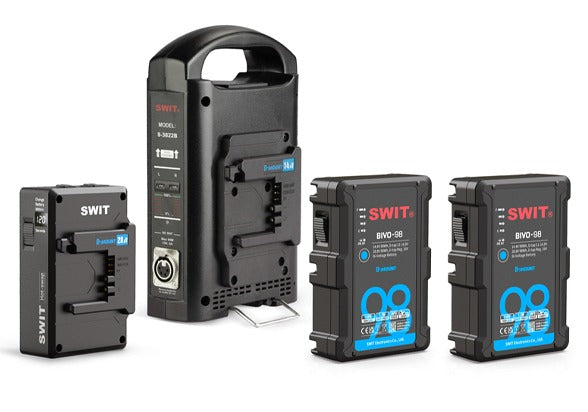 SWIT BIVO-98*2 Fly URSA KIT | B-mount 2x98Wh Fly-friendly KIT incl. Hot-Swap Plate and 2-CH Fast Charger, ideal for Blackmagic Design URSA and ARRI