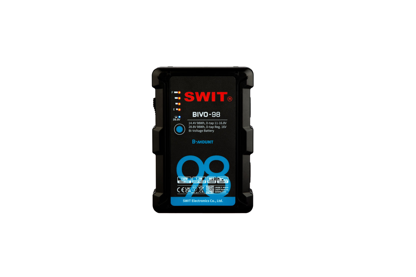 SWIT BIVO-98 | 98Wh 14V/28V 150W High Load B-Mount Battery with powerful 2xD-taps