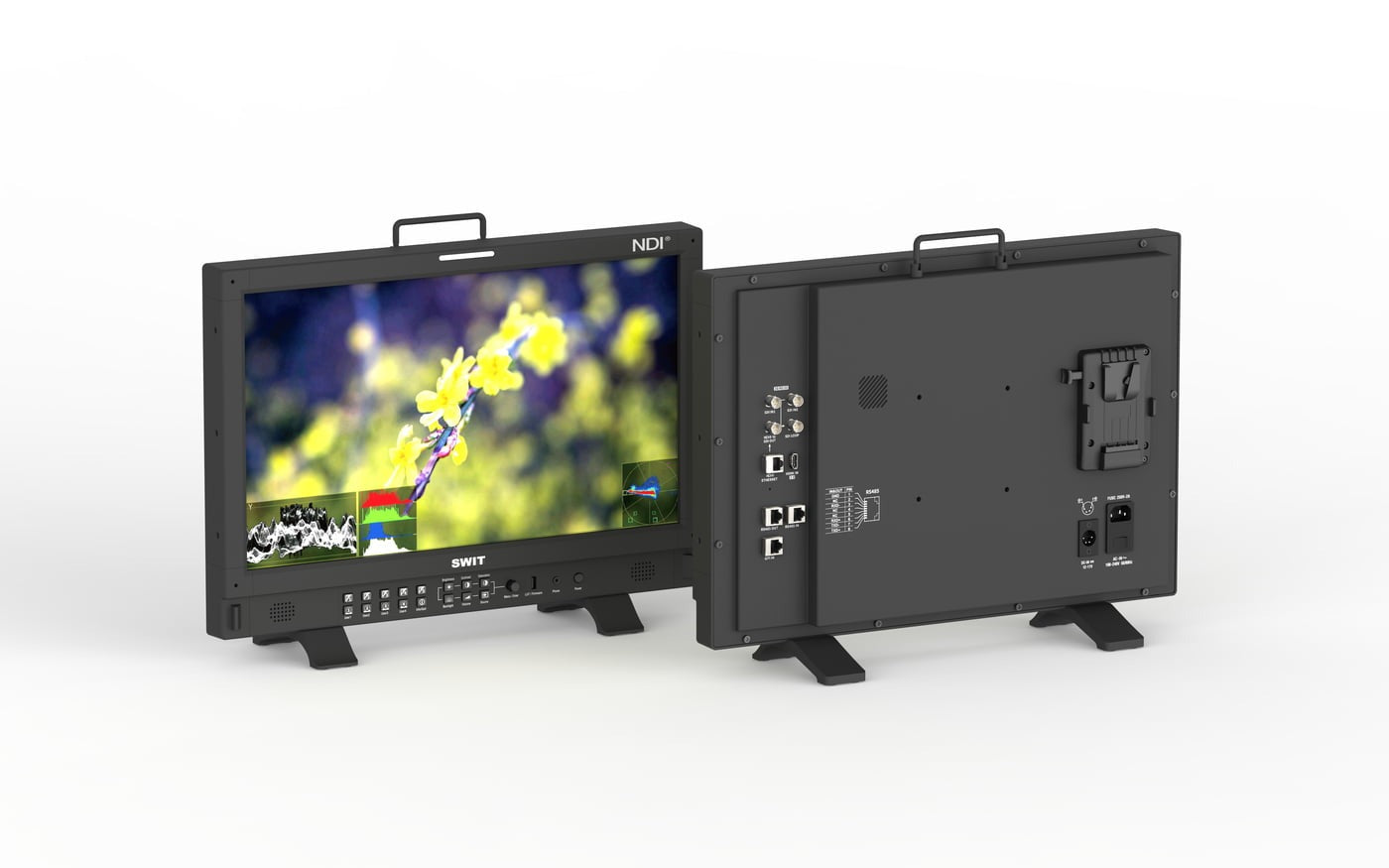 SWIT BM-215-NDI | 21.5" 4K-NDI QLED HDR 100%DCI-P3 Zero-Delay professional FHD Monitor with Auto-Calibration