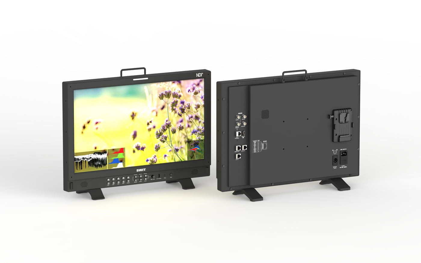 SWIT BM-245-NDI | 23.8" 4K-NDI QLED HDR 100%DCI-P3 Zero-Delay professional FHD Monitor with Auto-Calibration