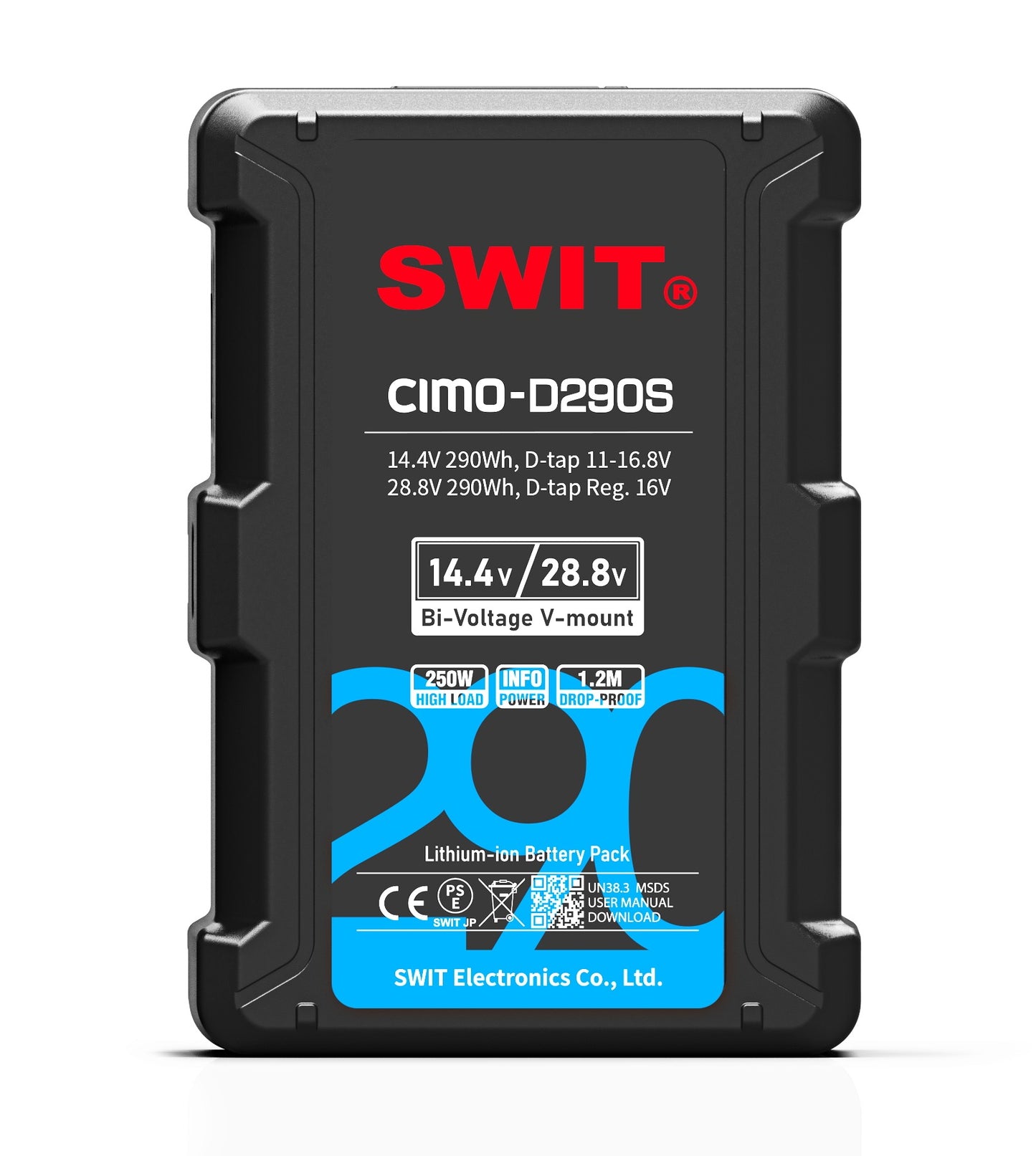 SWIT CIMO-D290S | 290Wh 28V/14V Smart Battery, V-mount, also ideal for long term use or high power draw lights