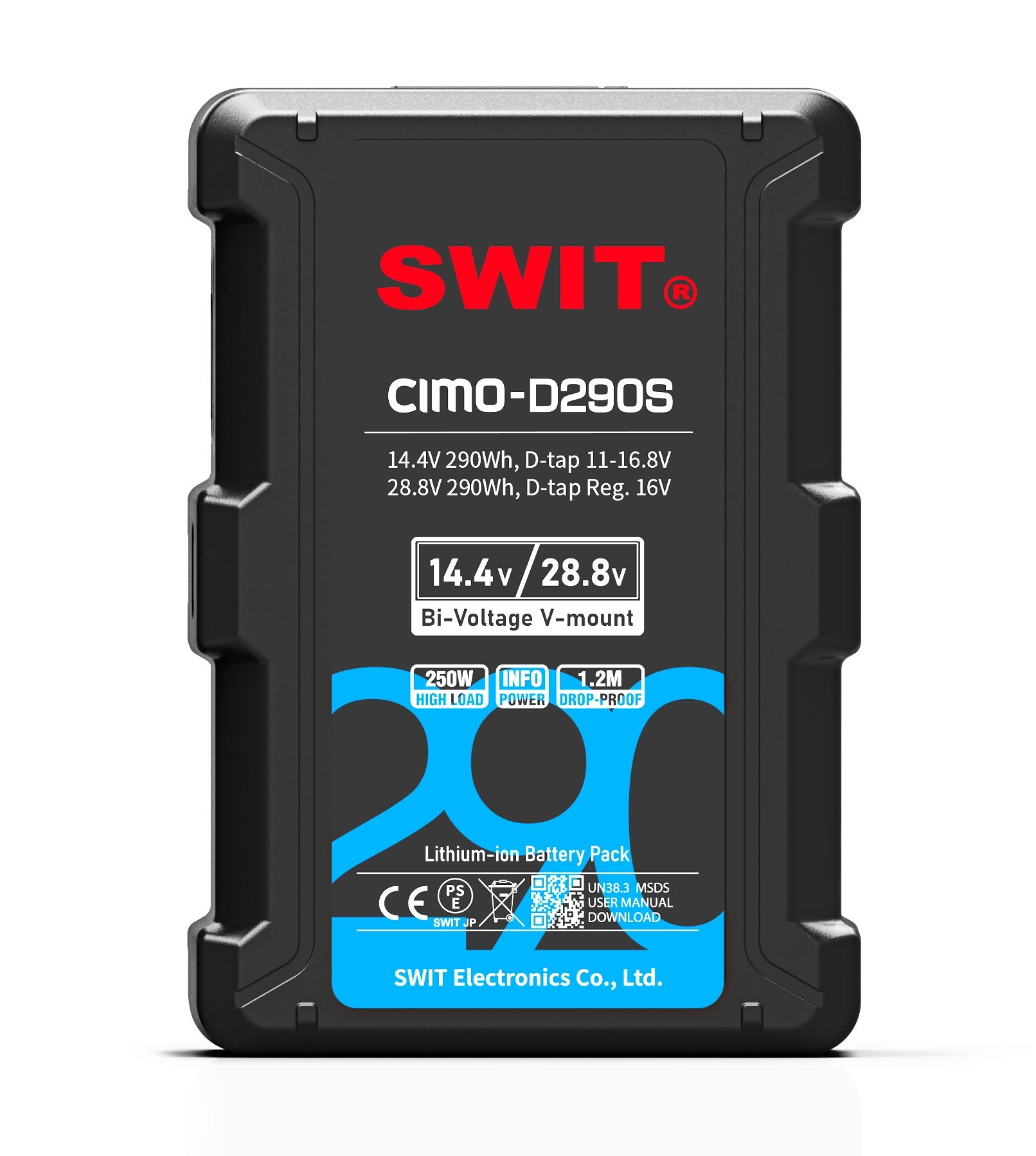 SWIT CIMO-D290S | 290Wh 28V/14V Smart Battery, V-mount, also ideal for long term use or high power draw lights