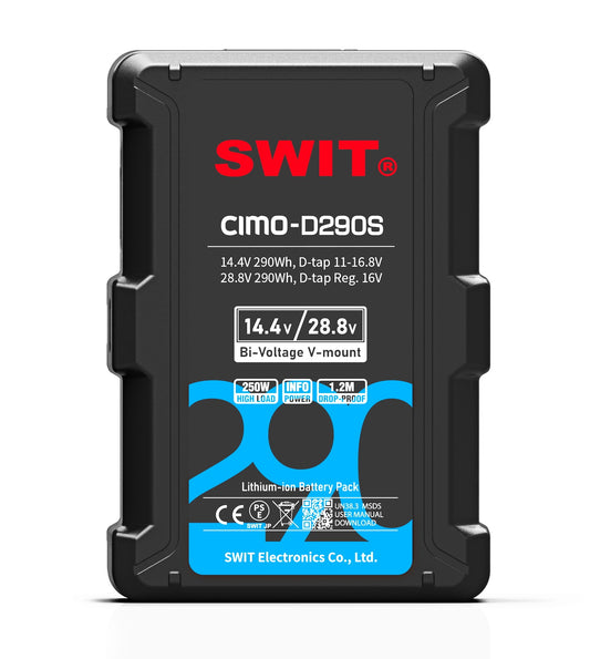 SWIT CIMO-D290S | 290Wh 28V/14V Smart Battery, V-mount, also ideal for long term use or high power draw lights