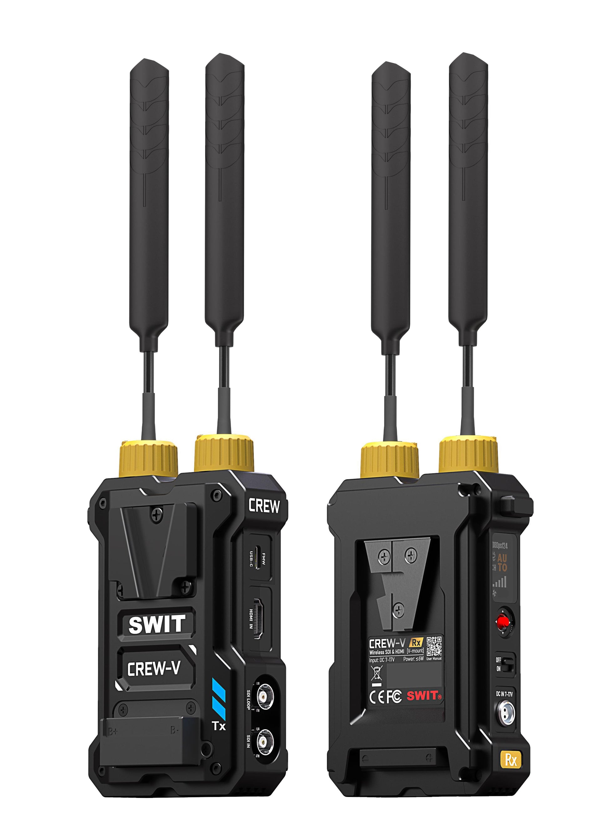 SWIT CREW-V | 4000feet(1200m) 3rd Gen. professional Wireless FHD Video Transmission with dual V-mounts, Super Multicast, Super Anti-interference, No-delay