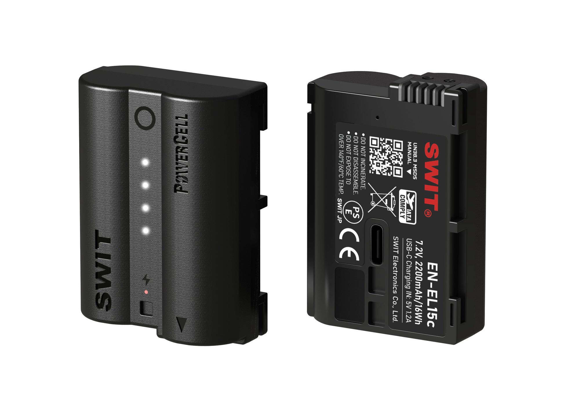 SWIT PowerCell EN-EL15c | USB-C EN-EL15c 16Wh DC battery Outlasts the Originals, with Status Indicators, for DSLR/Mirrorless e.g. Nikon Z8, Z9, ZR,Z5II cameras