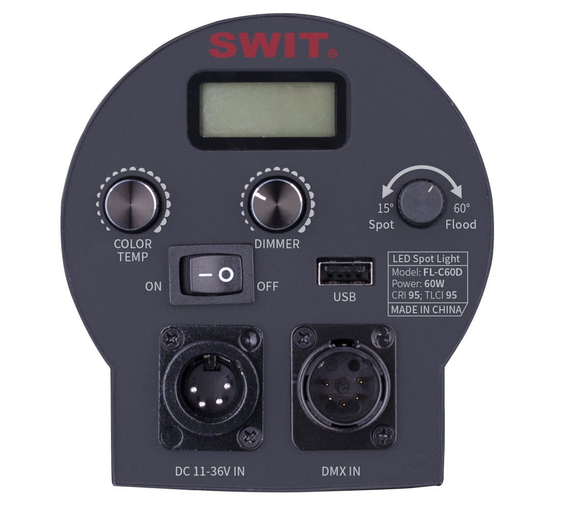 SWIT FL-C60D 3KIT | Set of 3 x 60W LED Spotlight, 25000lux, V-Mount, DMX