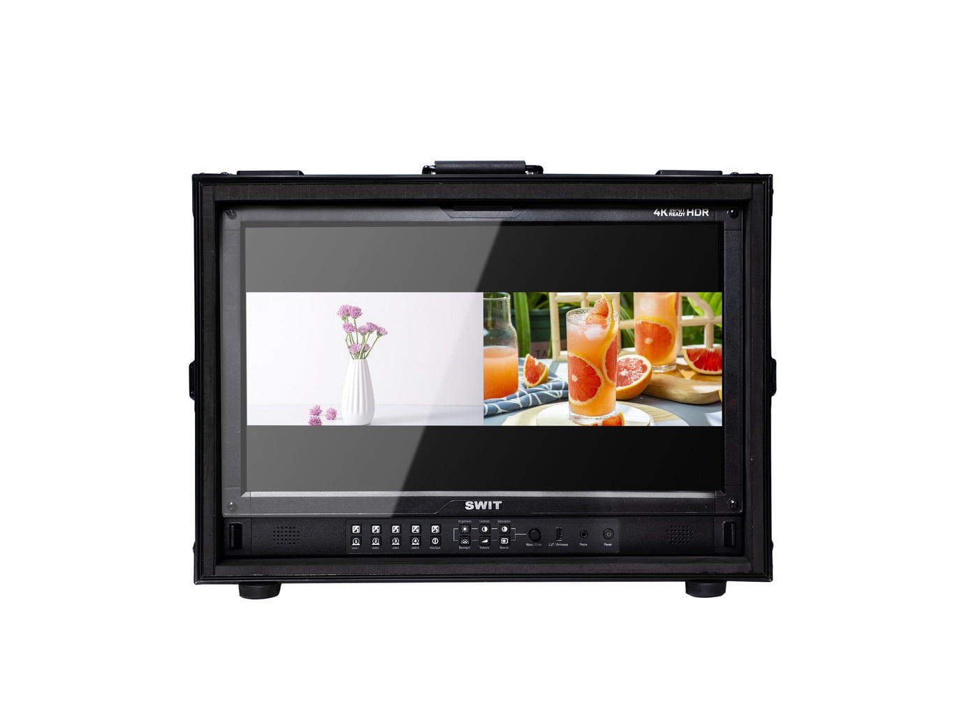 SWIT FM-215HDR | 21.5" professional High-bright FHD Field Monitor with flight case and VESA-tripod adaptor and 12G-SDI 4K QD-LED HDR 100%DCI-P3 Zero-Delay AI-Calibration