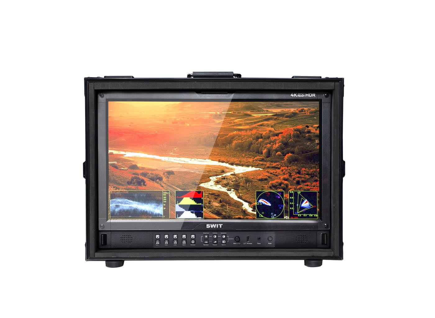SWIT FM-215HDR | 21.5" professional High-bright FHD Field Monitor with flight case and VESA-tripod adaptor and 12G-SDI 4K QD-LED HDR 100%DCI-P3 Zero-Delay AI-Calibration