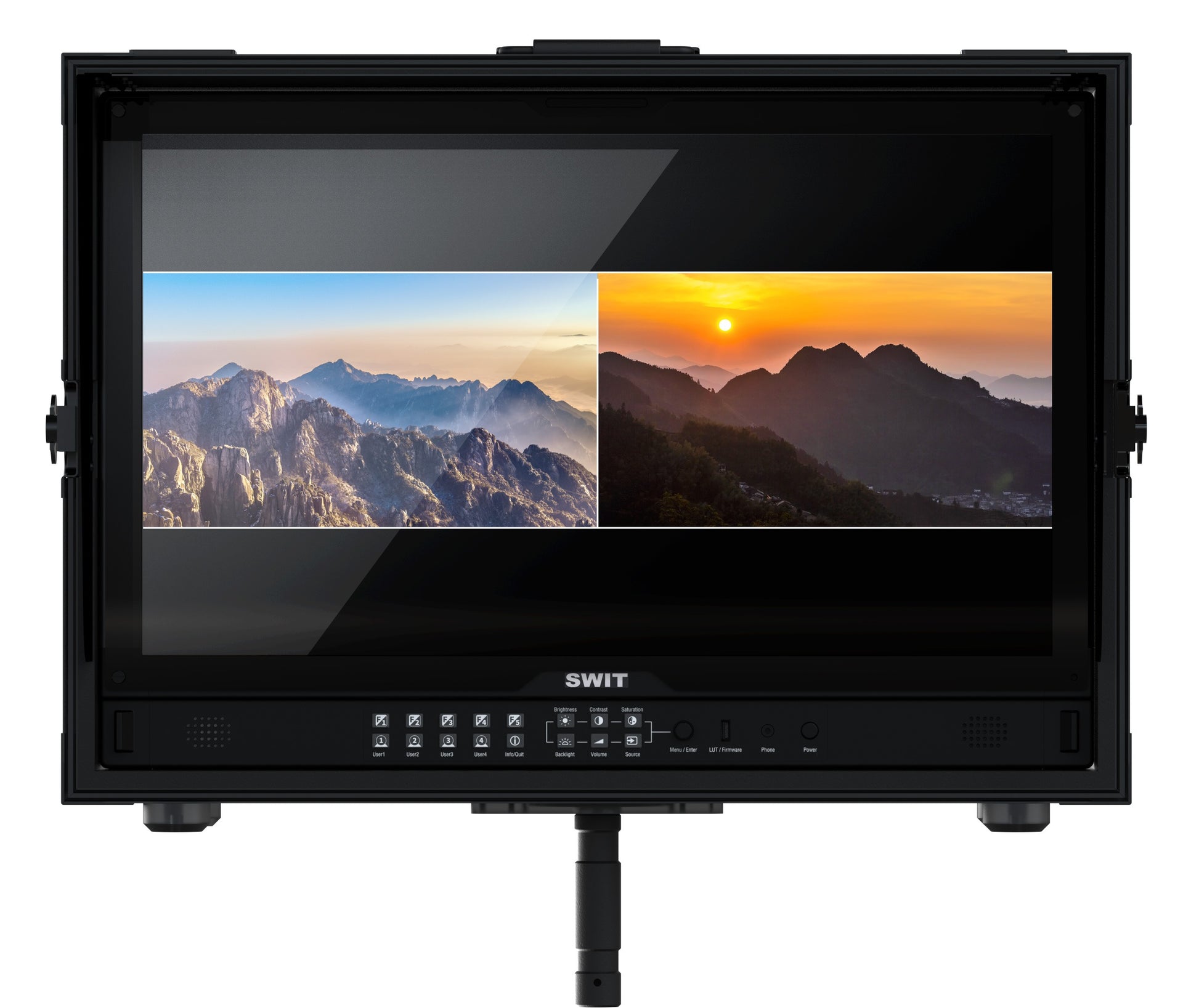 SWIT FM-U245HDR | 24" professional High-bright UHD Field Monitor with flight case and VESA-tripod adaptor and 4x12G-SDI 8K HDR Zero-Delay AI-Calibration