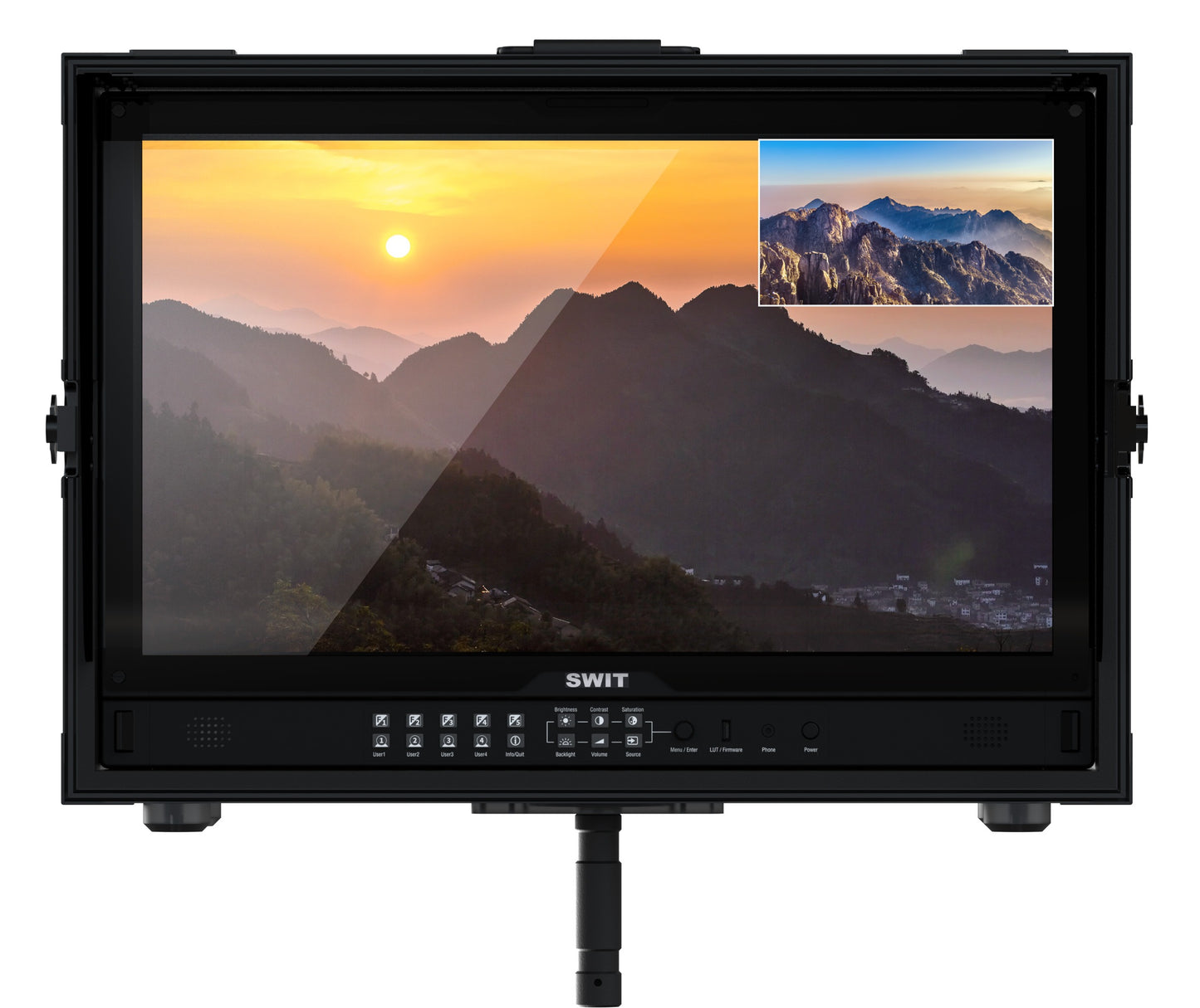 SWIT FM-U245HDR | 24" professional High-bright UHD Field Monitor with flight case and VESA-tripod adaptor and 4x12G-SDI 8K HDR Zero-Delay AI-Calibration