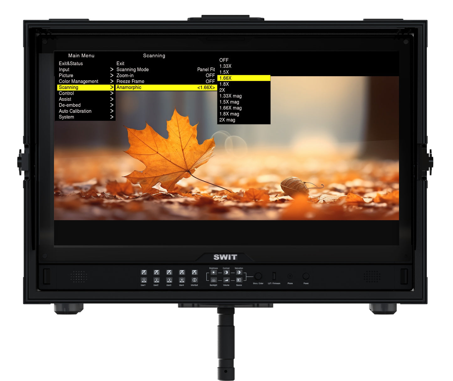 SWIT FM-U245HDR | 24" professional High-bright UHD Field Monitor with flight case and VESA-tripod adaptor and 4x12G-SDI 8K HDR Zero-Delay AI-Calibration