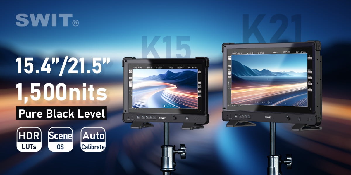 SWIT K15 (in Carrying Case) | 15.4" professional High-bright HDR FHD Field Monitor with Carrying Case, Tripod Adaptor,Sun hood, V-mount