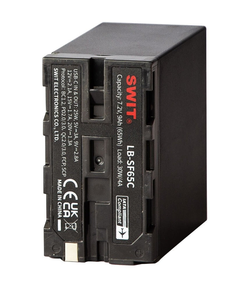 SWIT LB-SF65C | 65Wh NP-F-type DV battery with 12V D-tap and USB-C, Sony L-series compatible