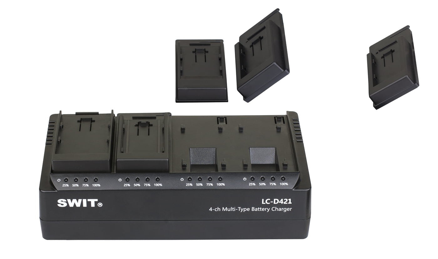 SWIT LC-D421D KIT | 4-CH DV charger with 4x Panasonic VBD/VBR/CGA style plates