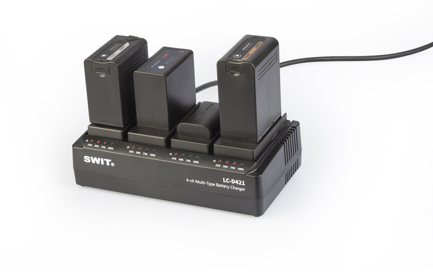 SWIT LC-D421D KIT | 4-CH DV charger with 4x Panasonic VBD/VBR/CGA style plates