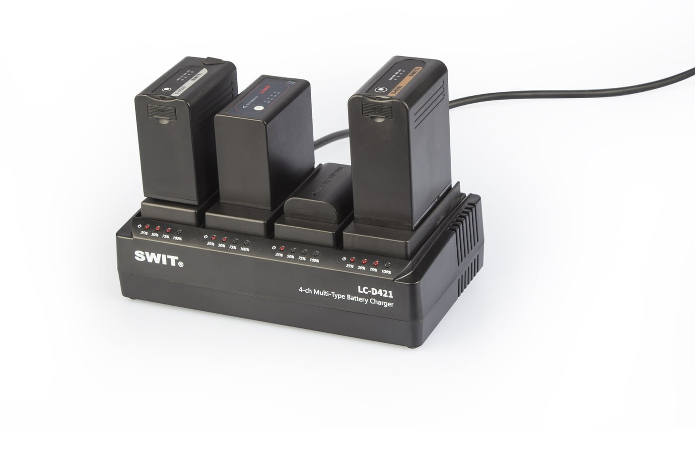 SWIT LC-D421E KIT | 4-CH DV charger with 4x Cannon LP-E style plates