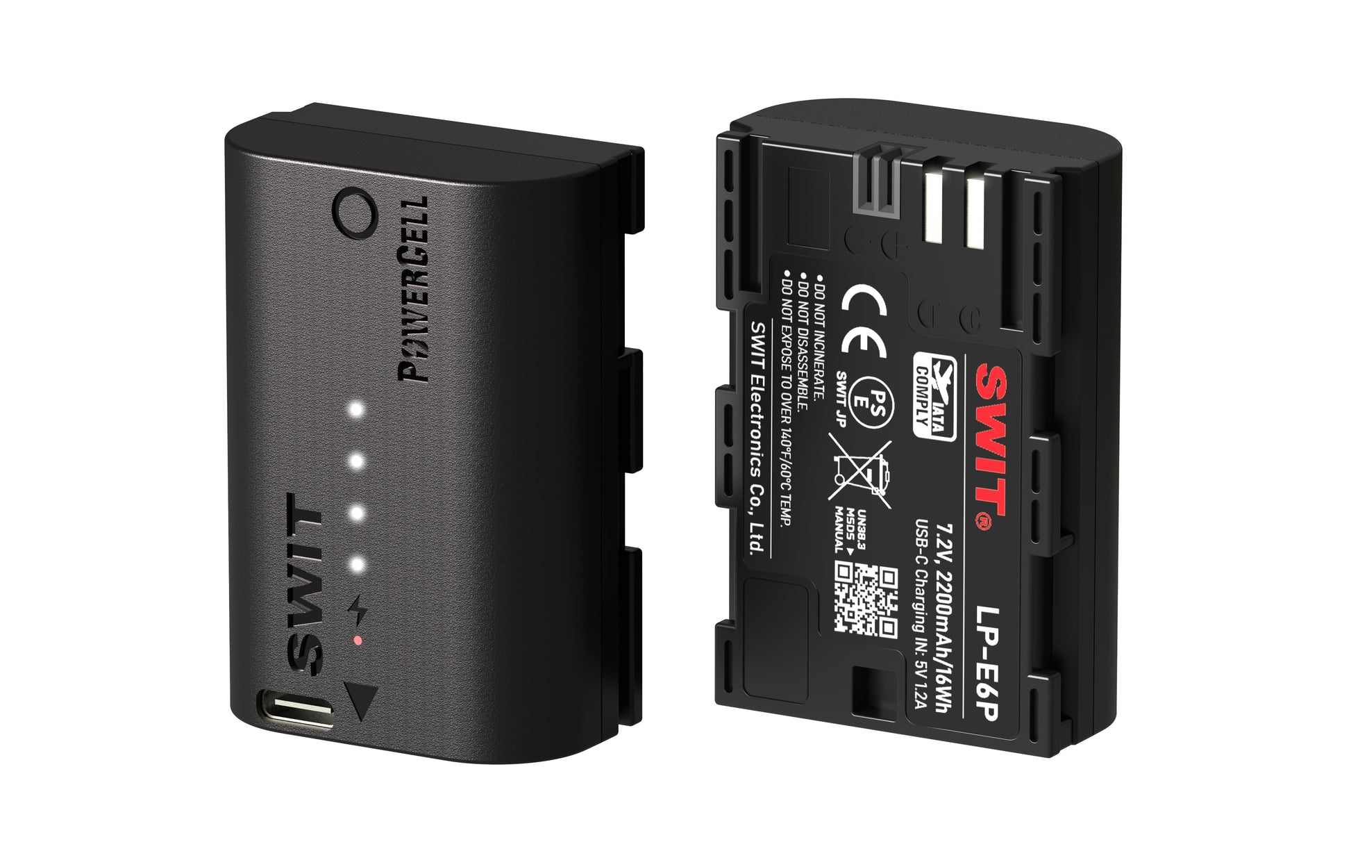 SWIT PowerCell LP-E6P | USB-C LE-E6P 16Wh DC battery Outlasts the Originals, with Status Indicators, for DSLR/Mirrorless e.g. Canon R5 C, R5 Mark II, R6, R7, C50 cameras