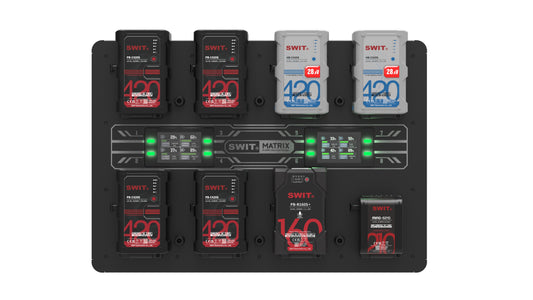 SWIT MATRIX-S8 | 8ch x max 6A Top Fast Simultaneous 14V/28V Wall Charger, V-mount