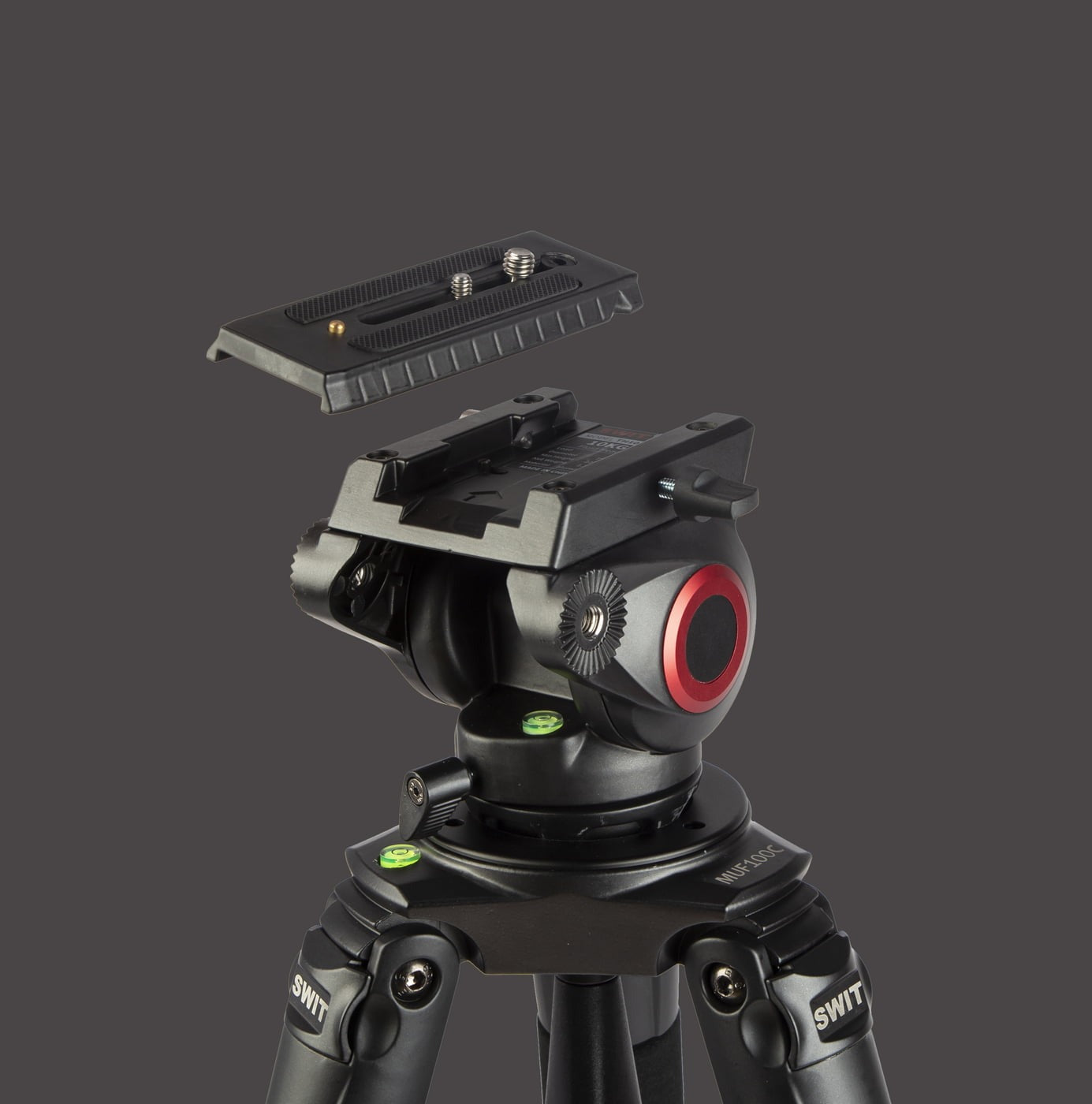 SWIT MUF100C | Carbon-fiber Camera Tripod KIT, with SWIT TH100 Fluid Video Head, 10kg Payload, Soft Bag