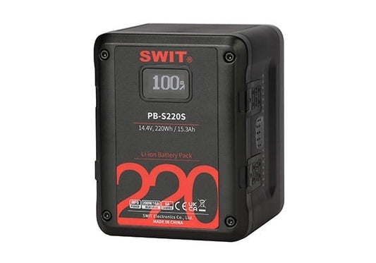 SWIT PB-S220S | 220Wh Multi-Sockets Square Cine Battery, V-Mount, also ideal for long term use or high power draw lights