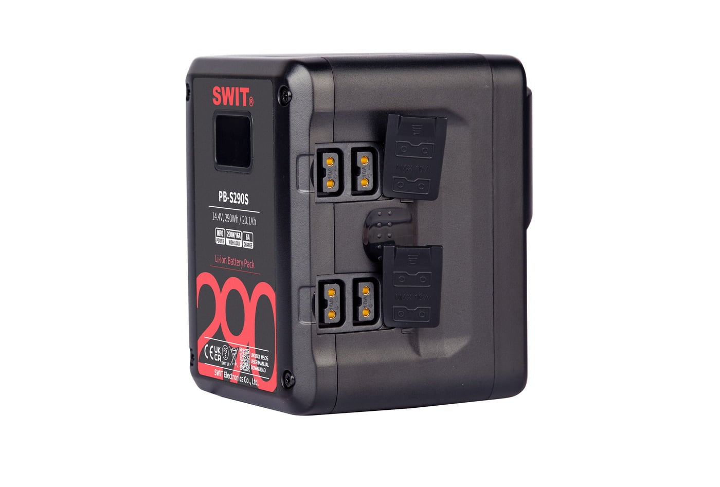 SWIT PB-S290S | 290Wh Multi-Sockets Square Cine Battery, V-Mount, also ideal for long term use or high power draw lights