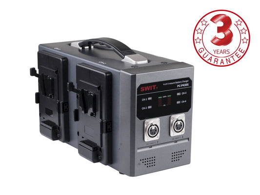 SWIT PC-P430S | 4ch x 3A Fast Simultaneous Charger with 2-XLR DC out, V-Mount