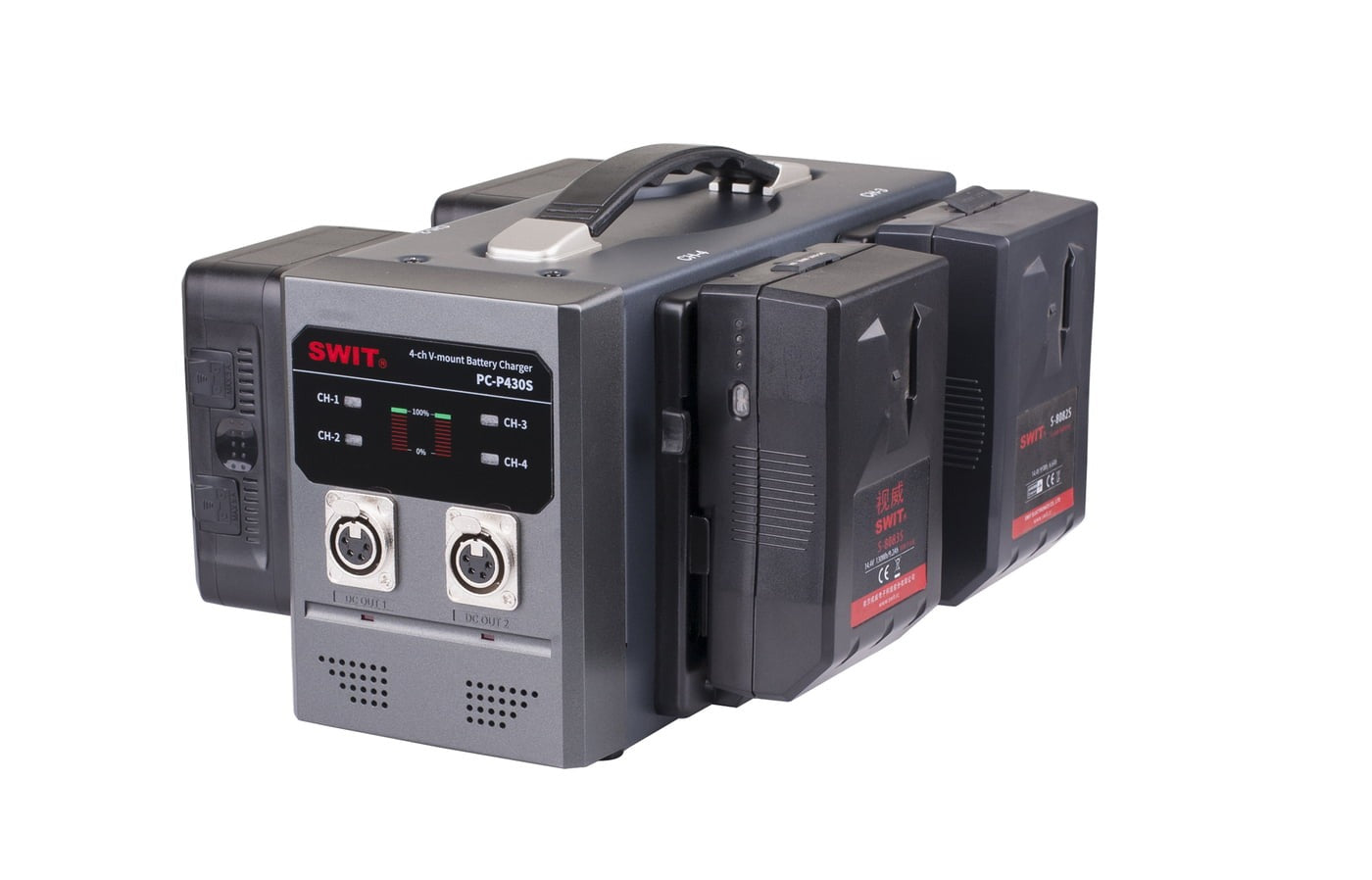 SWIT PC-P430S | 4ch x 3A Fast Simultaneous Charger with 2-XLR DC out, V-Mount