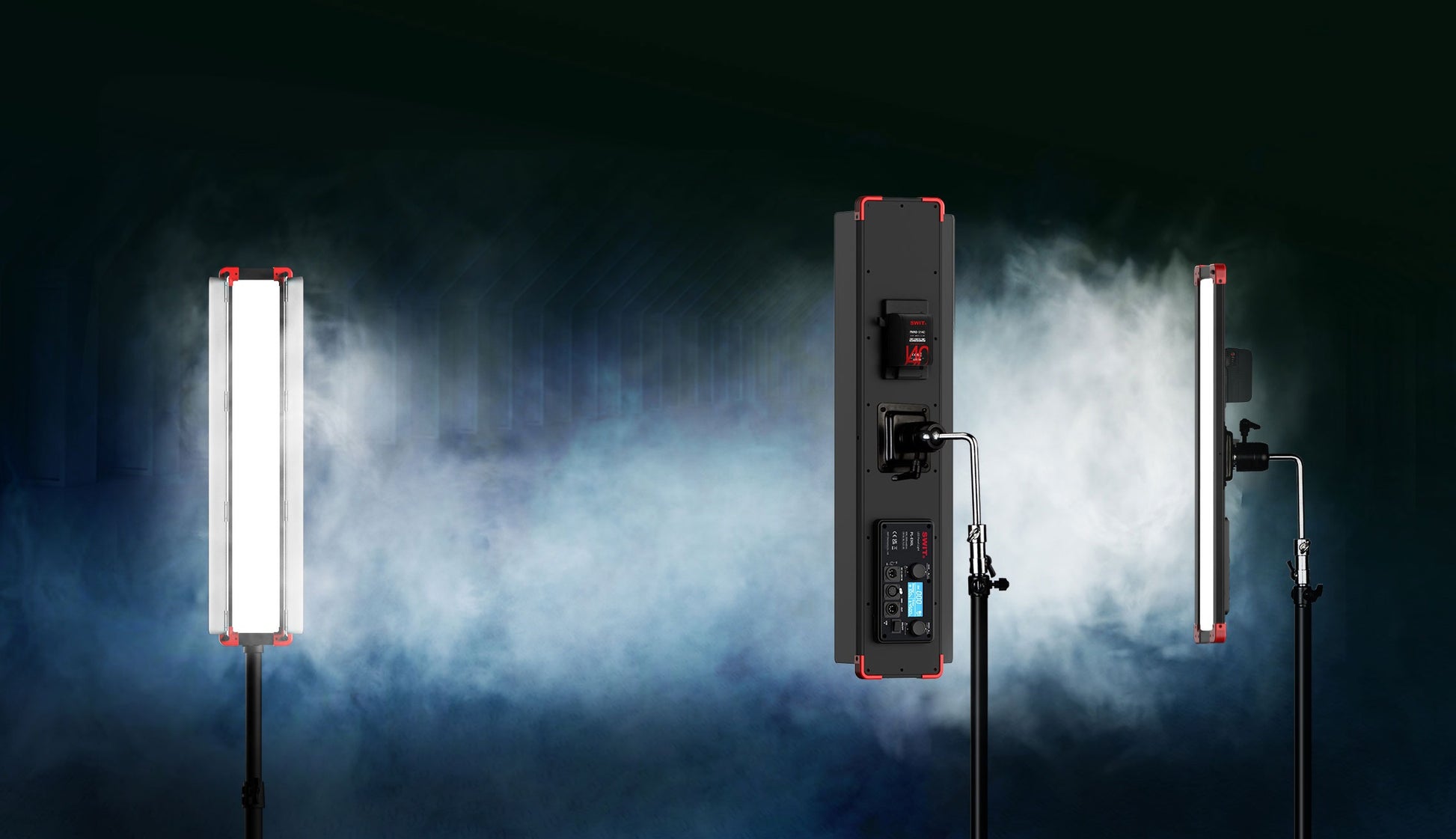 SWIT PL-E90L | 8:1 Bi-color Panel Light with bag and Gooseneck Light Stand Connector, 2.1cm ultra slim and 2kg weight, Natural-Born-Soft by SWIT patent, 90W Professional SMD-LED, V-Mount, DMX