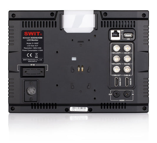 SWIT S-1093F(LUX) | 9-inch On camera LCD monitor with Luxury package, no plate