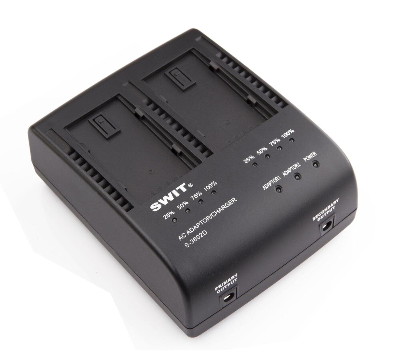 SWIT S-3602D | 2x2A DV charger compatible to Panasonic VBD/VBR/CGA series