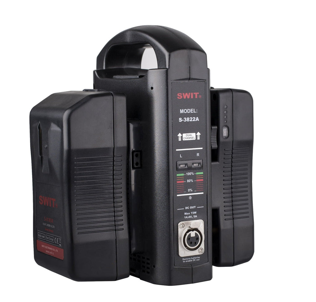 SWIT S-3822A | 2chx3A Fast Simultaneous Charger, adaptor out, Gold-mount. ---Over 1 months LeadTime if no stock